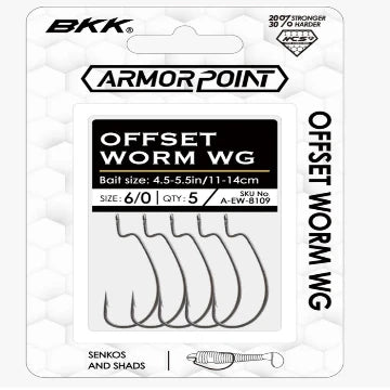 BKK ARMOR-POINT OFFSET WORM WIDE GAP HOOK