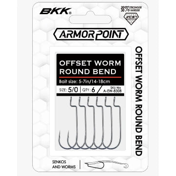 BKK Armor-Point Offset Worm Round Bend Hooks